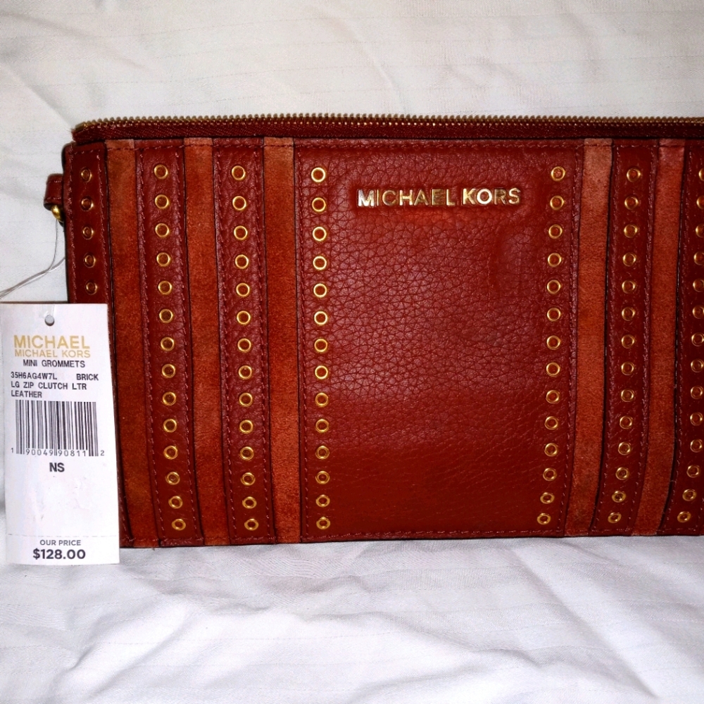 Michael Kors Leather Studded Clutch